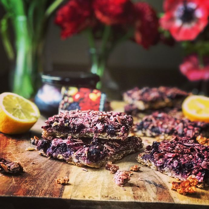 Wild Blueberry with Limoncello Jam oatmeal breakfast bars