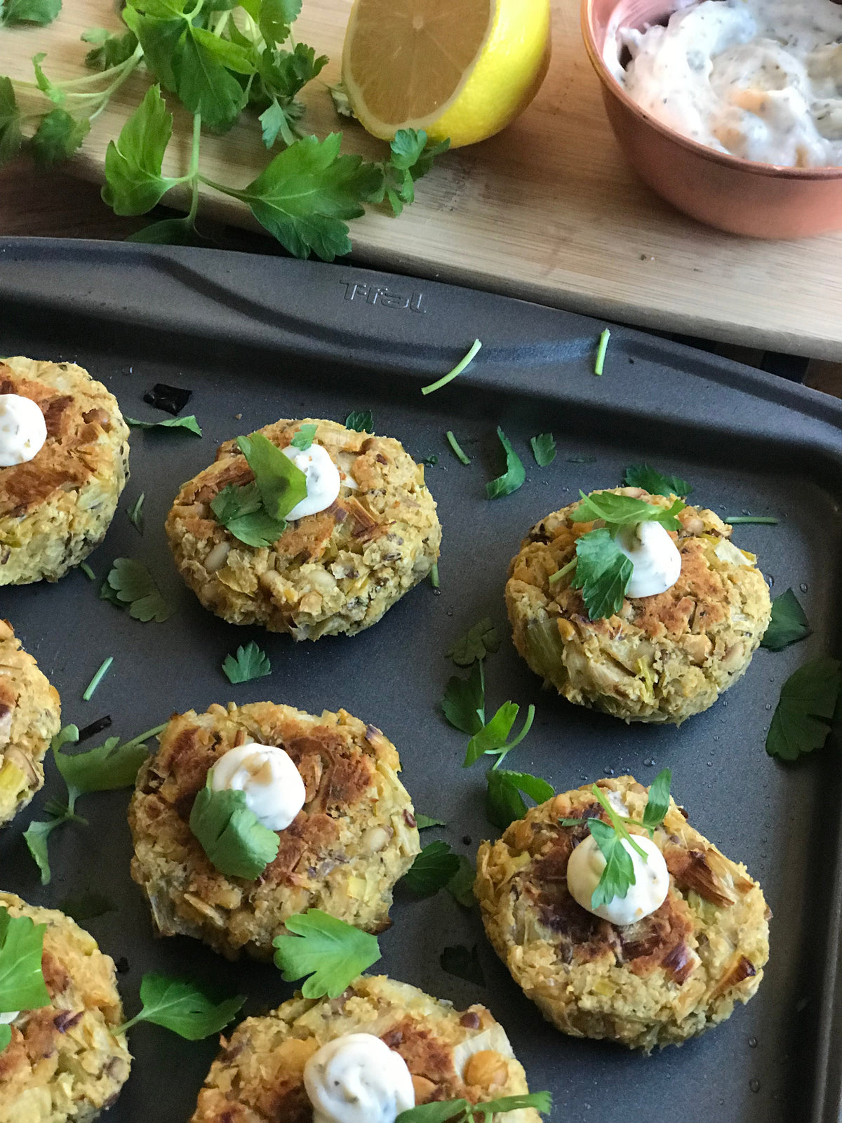 Crispy Chickpea Cakes with Lemon Pepper Oil
