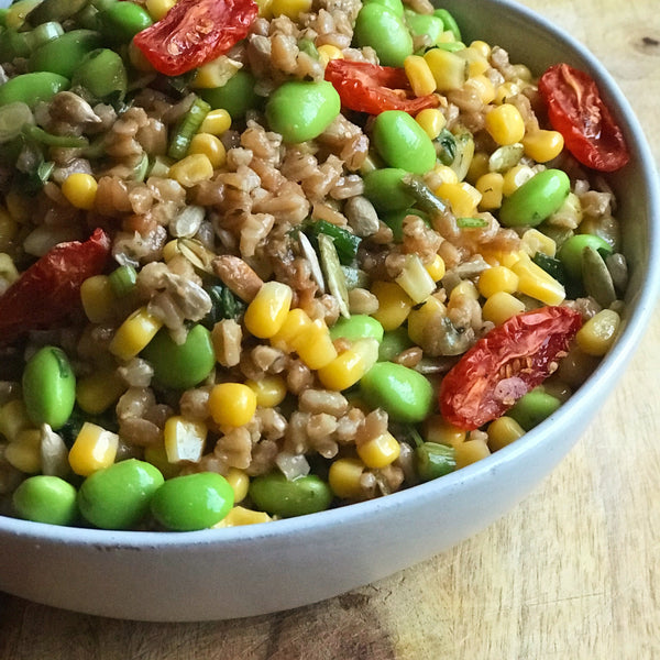 Edamame, Corn & Farro Salad